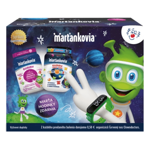 Walmark Marťánkové gummy s bezem černým + emojis + marťáhodinky set