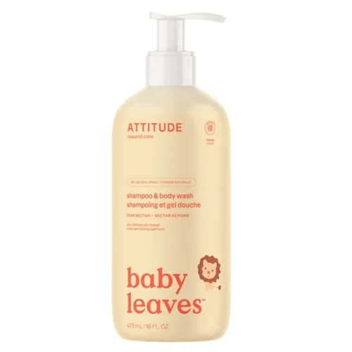 Attitude Dětské tělové mýdlo a šampon (2 v 1) Baby leaves s vůní hruškové šťávy 473 ml