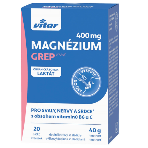 VITAR Magnesium 400 mg + vitamin B6 + vitamin C příchuť grep 20 sáčků